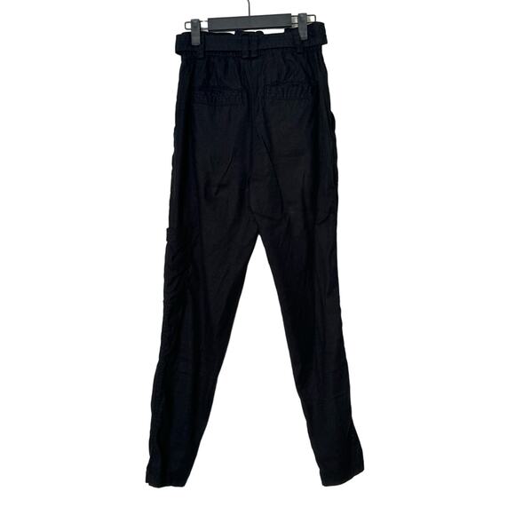 Anthropologie Elevenses Romy Paperbag Waist Linen Cargo Pants Black Size XS - Picture 4 of 11